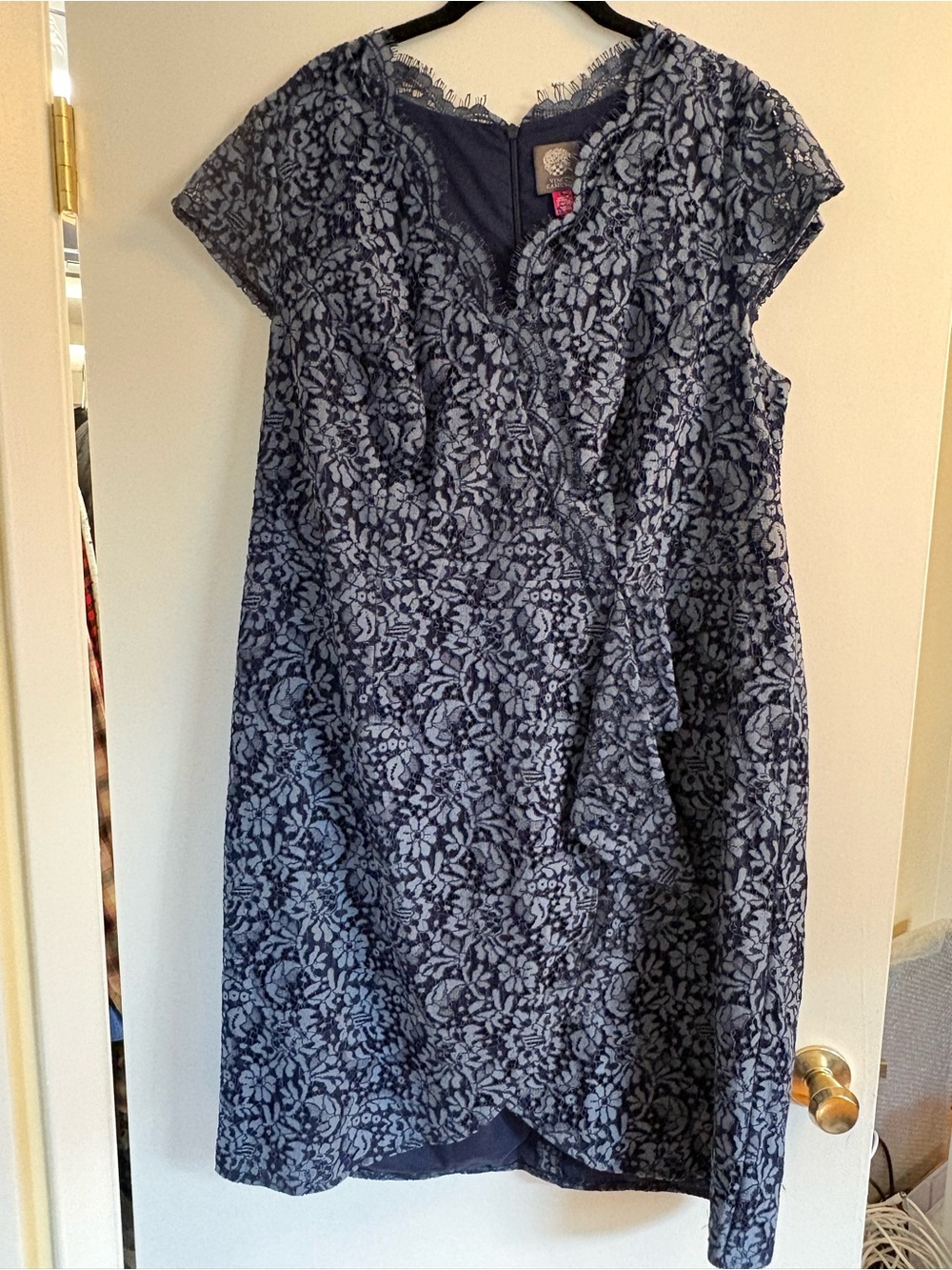 Vince Camuto Navy Floral Lace Midi Dress